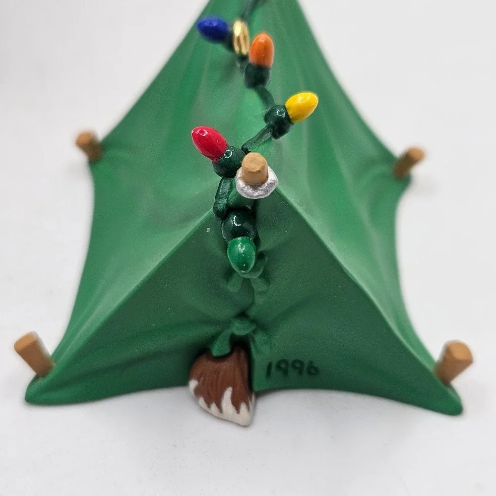 VTG Hallmark 1996 Pup-Tenting Keepsake Ornament Sleeping Puppy Dog Camping